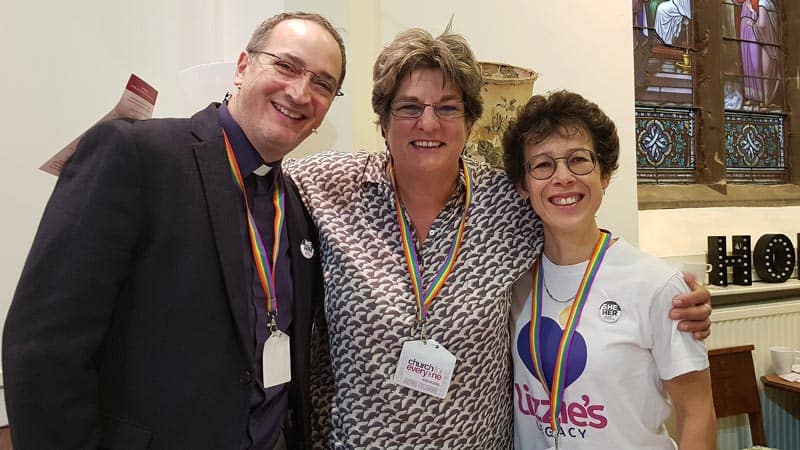 Hilary Lowe pictured with Nick Bundock and Jayne Ozanne at the Church for Everyone conference